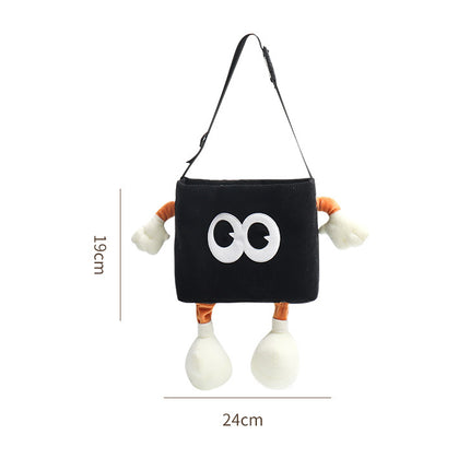 Brown Cute Cartoon Car Trash Bin with Adjustable Strap - Water-Repellent Corduroy (19x24cm)