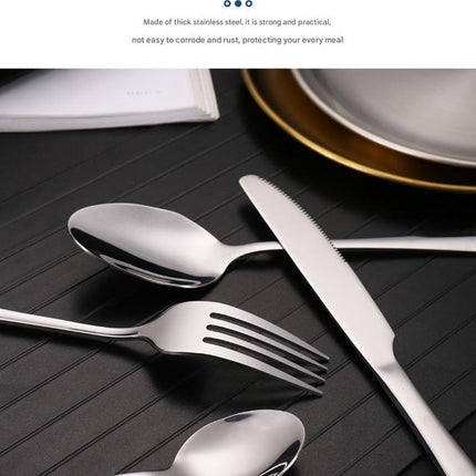 6-Piece Portable Stainless Steel Cutlery Set with Plate and Bag - Gold, Great for Camping and Travel (Teaspoon)
