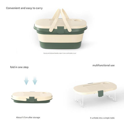 Foldable Picnic Basket with Tray - 16.5L Capacity, White Coffee, Perfect for Camping and Outdoor Gatherings