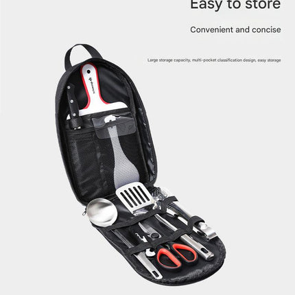 Portable Kitchen Utensil Storage Bag - Lightweight Organizer for Camping and Outdoor Cooking, Gray