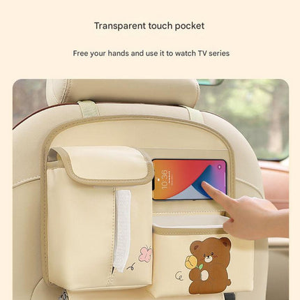 Car Seat Back Organizer with Practical design-Multi-Pocket Storage for Tissues and Gadgets-Black