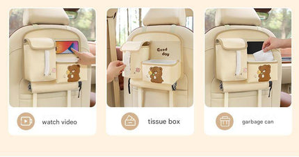 Car Seat Back Organizer with Practical design-Multi-Pocket Storage for Tissues and Gadgets-Brown
