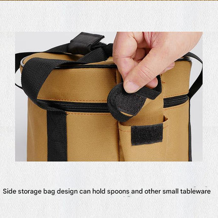 Portable Outdoor Kitchen Utensil Organizer,Waterproof Camping Cookware Storage Bag, Smoke Gray-Size L