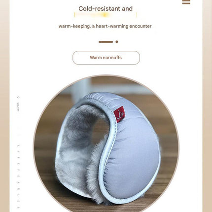 Grey Winter Comfort Folding Earmuffs - Soft Fleece, Windproof and Waterproof