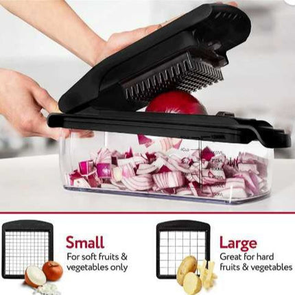 18-Piece Multi-Function Vegetable Chopper, Rotary Grater, Spiralizer and Slicer for Home Kitchen (Black and white)
