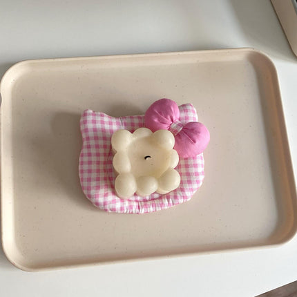 Korean INS Kitty Quilt Insulation Pad, Cute Fabric Kitchen Mat, Desktop Decoration (Pink)