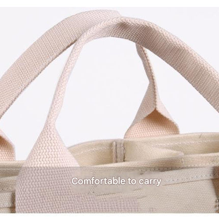 Dark Blue Canvas Lunch Tote Bag - Stylish Handbag with Multiple Compartments for Women