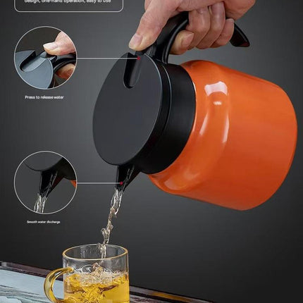 Black 316 Stainless Steel Stewing Tea Kettle with Wooden Handle - Insulated Tea and Coffee Kettle with Infuser for Home and Office