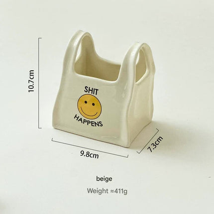 White Ceramic Desktop Organizer - Cute Hand Shaped Pencil Holder and Makeup Brush Storage for Home and Office