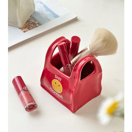 Black Ceramic Desktop Organizer - Cute Hand Shaped Pencil Holder and Makeup Brush Storage for Home and Office