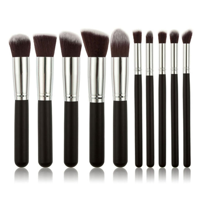 10-Piece Black silver Makeup Brush Set