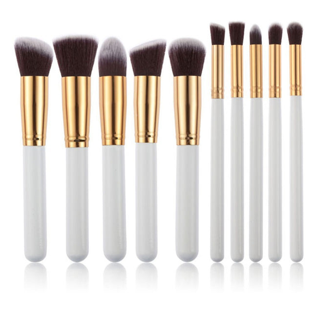 10-Piece White gold Makeup Brush Set