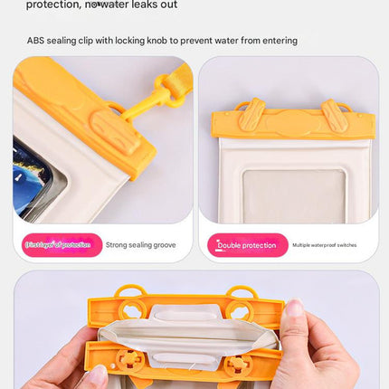 IPX8 Waterproof Phone Pouch with Inflatable Floating Layer,Touchscreen Dry Bag for Swimming(yellow)