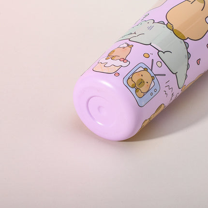 304 Stainless Steel Insulated Tumbler,Cartoon Design Portable Straw Cup for Home and Office(Pink)