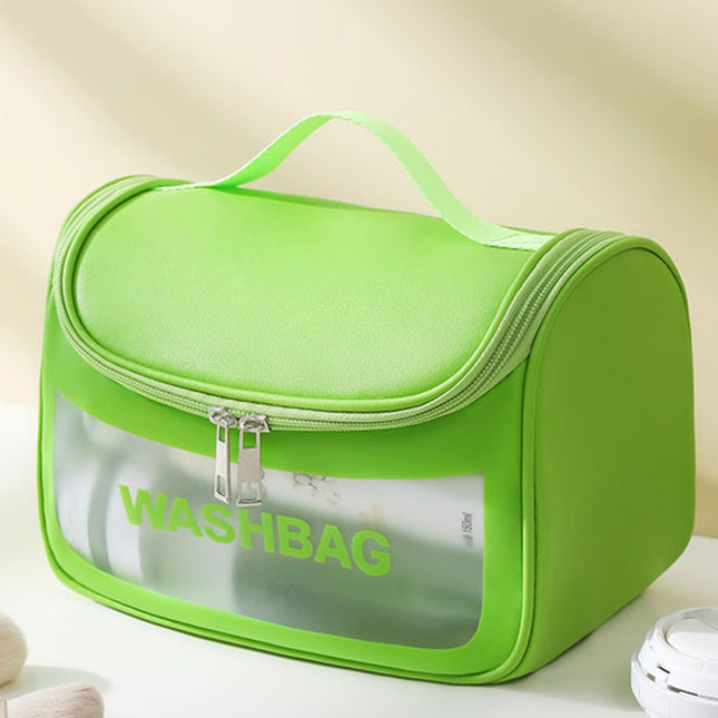 PVC Transparent Cosmetic Bag Waterproof Portable Travel Organizer with Handle(Green) V888-ELOSUNG25393