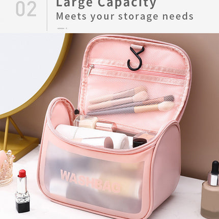 PVC Transparent Cosmetic Bag,Waterproof Portable Travel Organizer with Handle(Green)