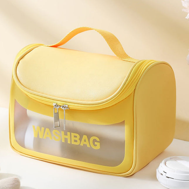 PVC Transparent Cosmetic Bag Waterproof Portable Travel Organizer with Handle(Yellow) V888-ELOSUNG25394