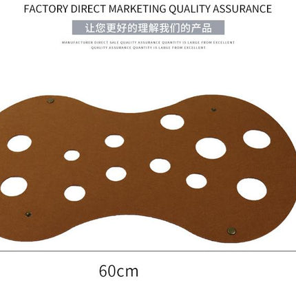 DIY Felt Cat Tunnel - Foldable Egg Roll-Shaped Pet Toy with Multiple Holes(Brown + Green)