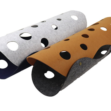 DIY Felt Cat Tunnel - Foldable Egg Roll-Shaped Pet Toy with Multiple Holes(Brown + Green)