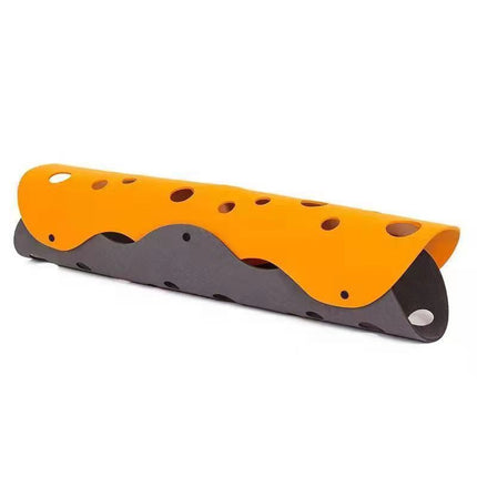 DIY Felt Cat Tunnel - Foldable Egg Roll-Shaped Pet Toy with Multiple Holes(Dark Gray + Orange)