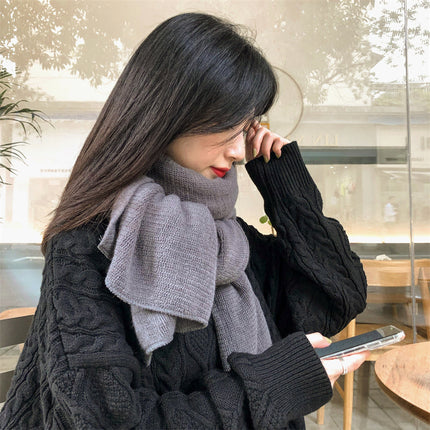 Green Imitation Cashmere Solid Scarf - Warm Winter Shawl for Men and Women