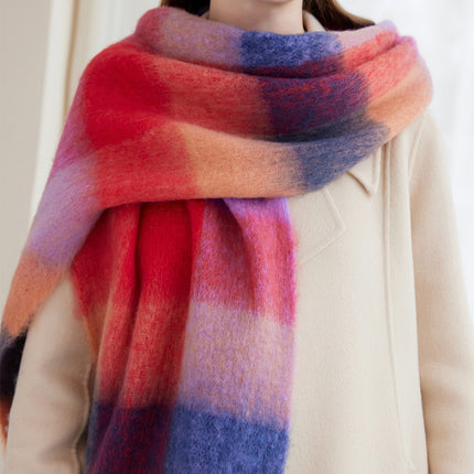 Winter Luxe Warm Oversized Scarf-Cozy Thick Plaid Wrap, European Chic Style(Yellow green plaid)