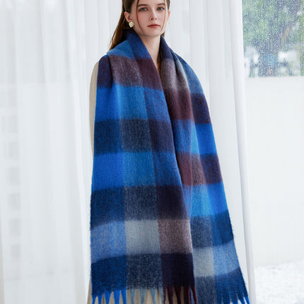 Winter Luxe Warm Oversized Scarf-Cozy Thick Plaid Wrap, European Chic Style(Yellow pink)