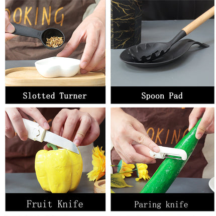 White 12-Piece Silicone Cooking Utensil Set - Non-Stick Food-Grade Kitchen Tools with Holder