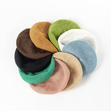 Black Linen Knit Beret - Classic Soft and Stylish Headwear