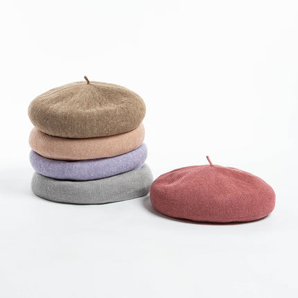Brown Linen Knit Beret - Classic Soft and Stylish Headwear