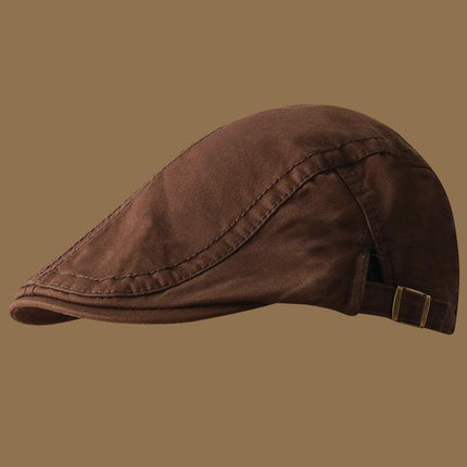 Retro Newsboy Cap - Unisex Vintage Flat Beret with Visor(Coffee)