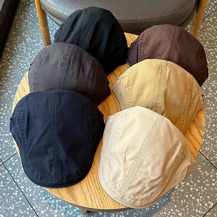 Retro Newsboy Cap - Unisex Vintage Flat Beret with Visor(Coffee)