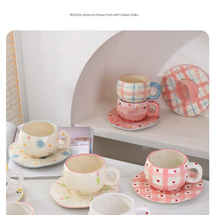 Hand-Painted Ceramic Coffee Cup and Saucer Set - Vintage Afternoon Tea(Swallow)