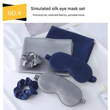 Luxury Satin Sleep Mask Gift Set,4-Piece with Pillowcase and Hair Accessories(Pink)