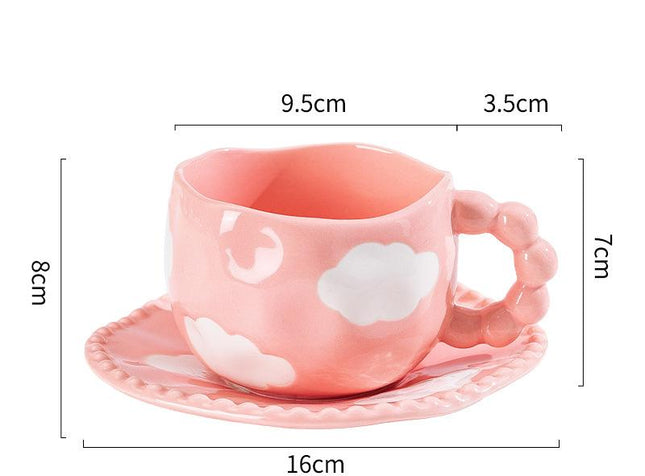 Hand-Painted Ceramic Coffee Mug and Saucer Set