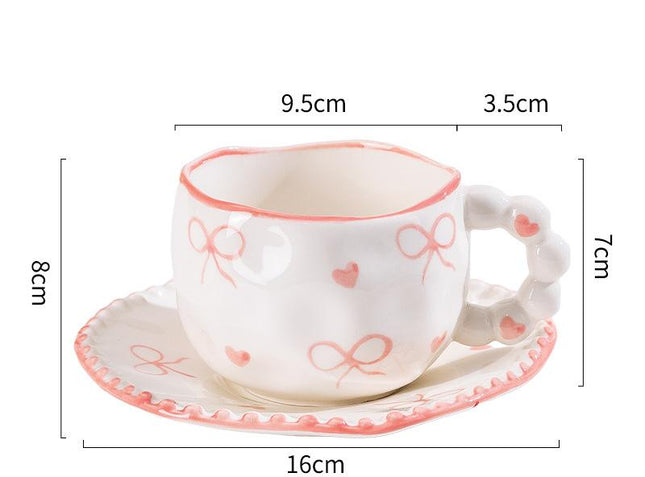 Hand-Painted Ceramic Coffee Mug and Saucer Set