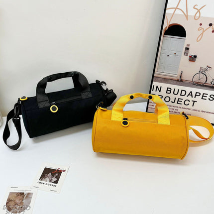 Waterproof Oxford Cylindrical Travel Bag - Large Capacity Handbag with Shoulder Strap(Black)
