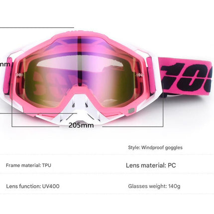 Pure black Motorcycle Goggles - UV-Protective Anti-Dust Riding Glasses for Outdoor Sports(silver lenses)