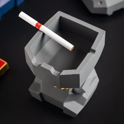 Hippo Ashtray with Lid - Stylish Geometric Decor for Home and Office(Black)