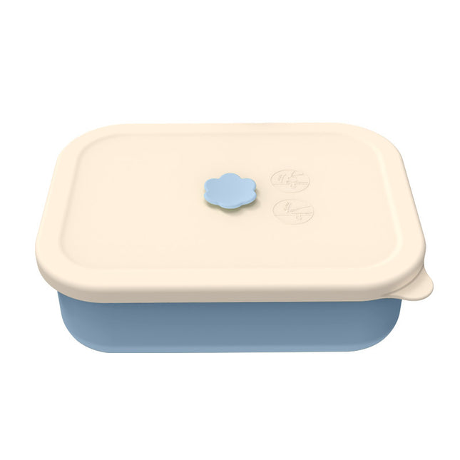 Light blue Microwave-Safe Silicone Lunch Box with 4 Compartments