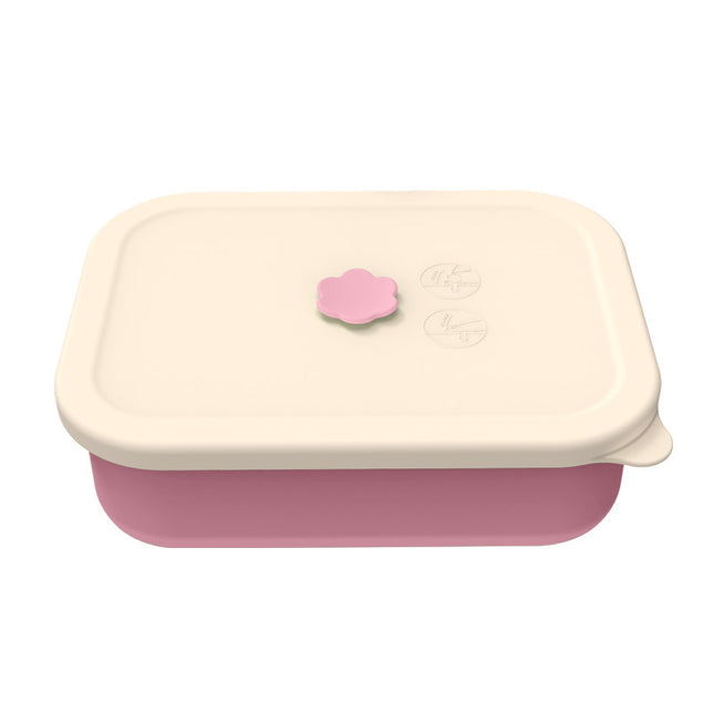 Pink Microwave-Safe Silicone Lunch Box with 4 Compartments