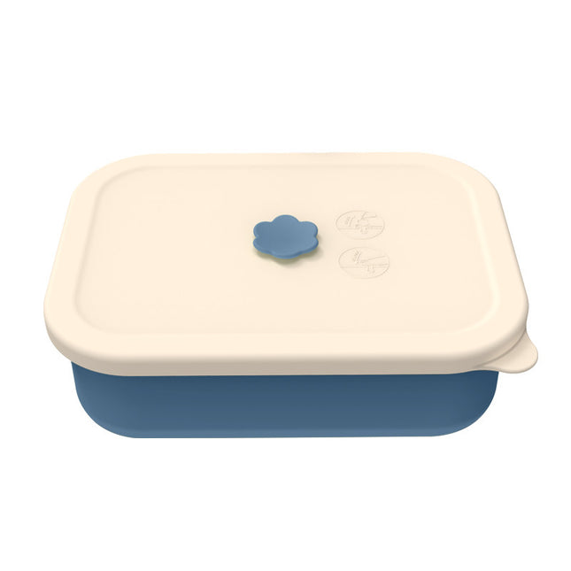 Dark blue Microwave-Safe Silicone Lunch Box with 4 Compartments