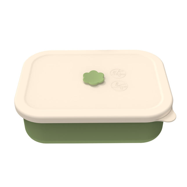 Dark green Microwave-Safe Silicone Lunch Box with 4 Compartments