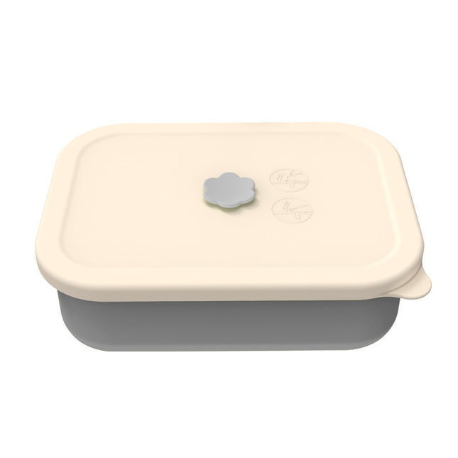 Gray Microwave-Safe Silicone Lunch Box with 4 Compartments