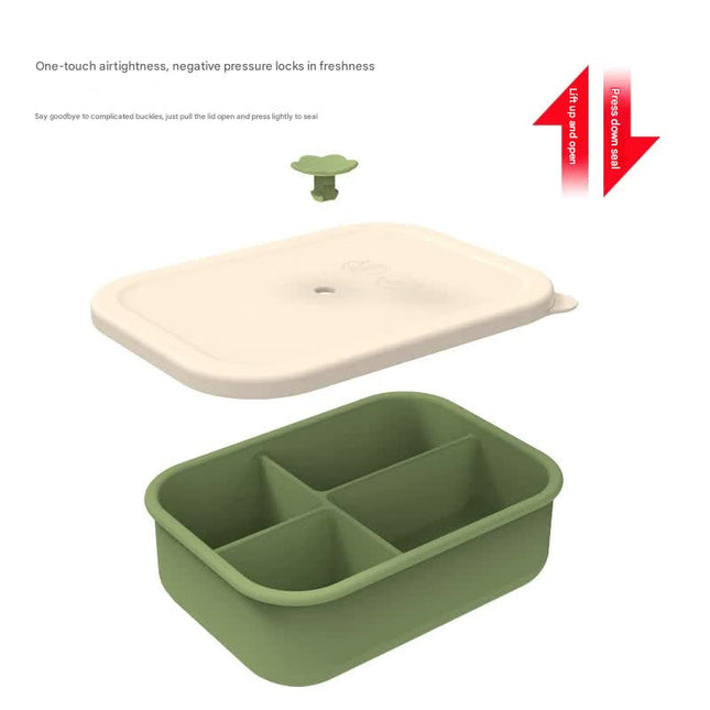 Gray Microwave-Safe Silicone Lunch Box with 4 Compartments – product detail