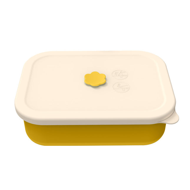 Yellow Microwave-Safe Silicone Lunch Box with 4 Compartments