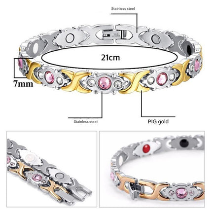 Magnetic Therapy Bracelet - Anti-Allergy Jewelry with Gemstone Design and Health Benefits(Gold)