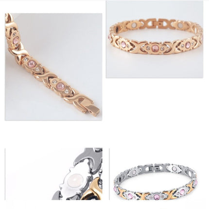 Magnetic Therapy Bracelet - Anti-Allergy Jewelry with Gemstone Design and Health Benefits(Rose Gold)
