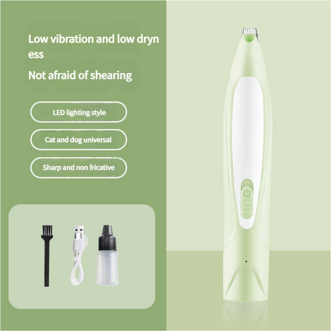 Electric Pet Hair Clipper with Type-C Charging LED Light and Grooming Accessories(green)
