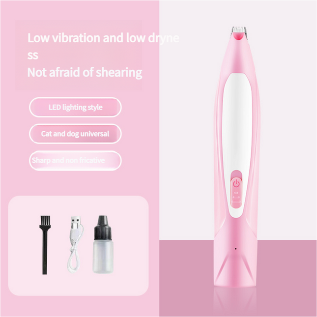 Electric Pet Hair Clipper with Type-C Charging LED Light and Grooming Accessories(pink) V888-ELOSUNG25629